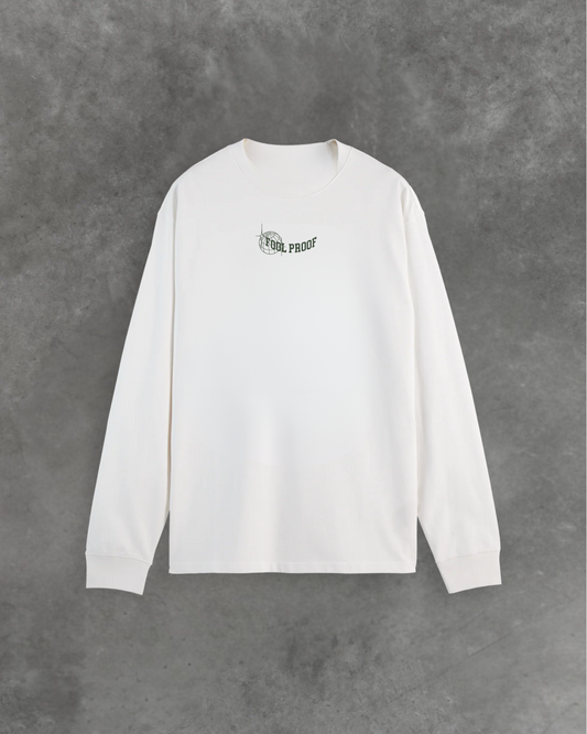 Relaxed Fit Long Sleeve Tee (White)