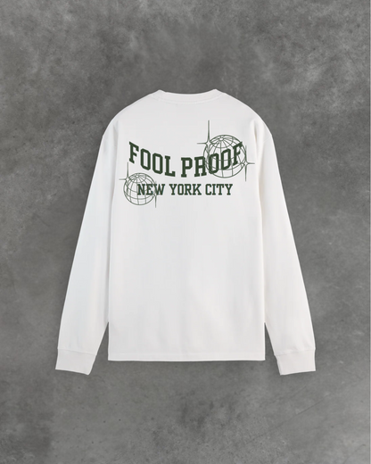 Relaxed Fit Long Sleeve Tee (White)